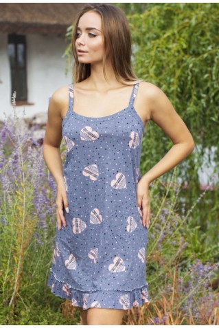 Бавовняна сорочка Роксана 1087 М синя з рожевим